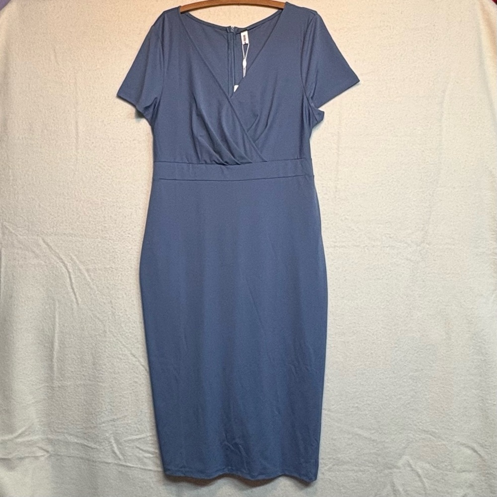 Ever Pretty Slate Blue V-Neck Maxi Sheath Dress NWT 3X